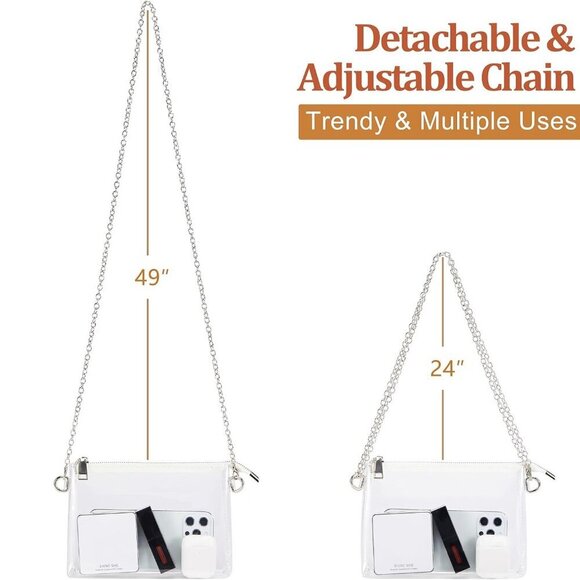 Clear PVC Small Crossbody Bag Stadium Approved Compact for Events - Picture 2 of 6